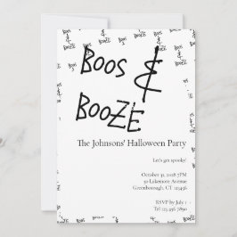 Invitación Boos y Booze Halloween Party Minimal