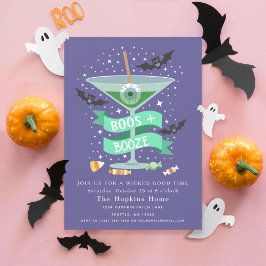 Invitación Boos y Booze Martini Halloween Party