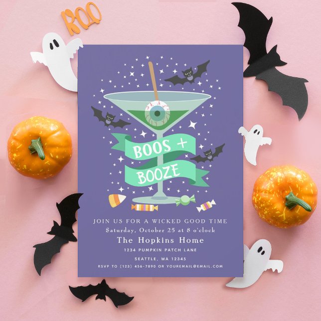 Invitación Boos y Booze Martini Halloween Party (Subido por el creador)
