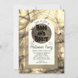 Invitación Boos y Booze Scary Vintage Halloween Party