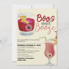 Invitación Boos y Booze Vintage Fiesta de disfraces de Hallow