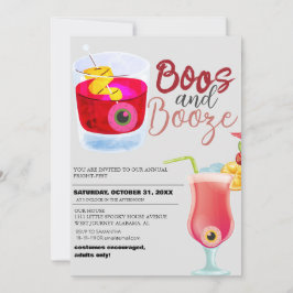 Invitación Boos y Booze Vintage Fiesta de disfraces de Hallow