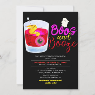 Invitación Boos y Booze Vintage Fiesta de disfraces de Hallow