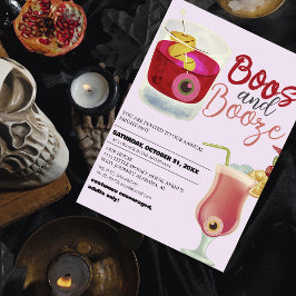 Invitación Boos y Booze Vintage Fiesta de disfraces de Hallow