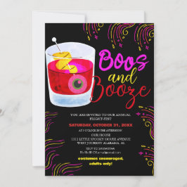 Invitación Boos y Booze Vintage Fiesta de disfraces de Hallow