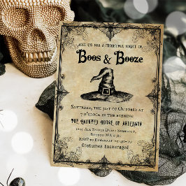 Invitación Boos Y Booze Vintage Halloween Party