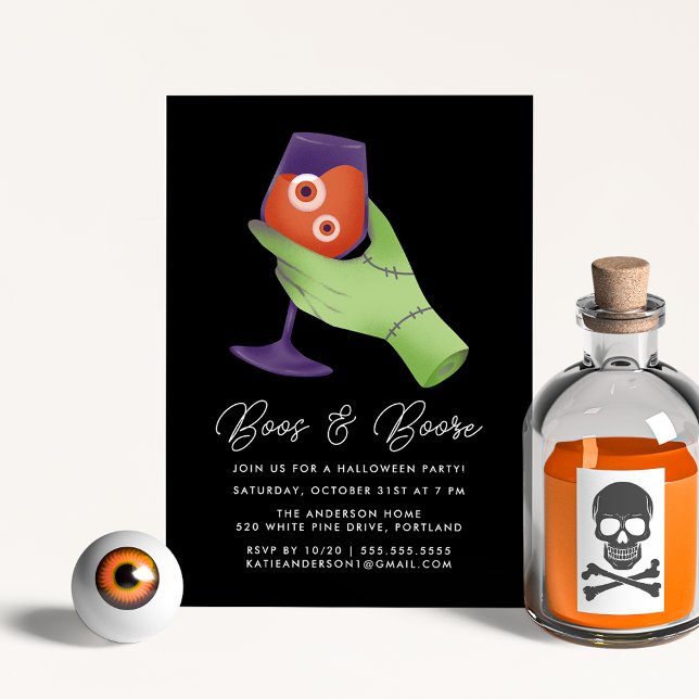 Invitación Boos y Booze Zombie Fiesta de cócteles Halloween (Subido por el creador)