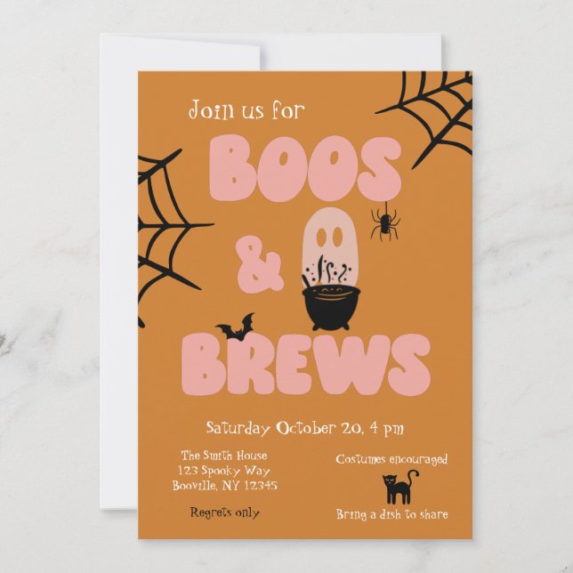 Invitación Boos y breves Naranja de Halloween (Anverso)
