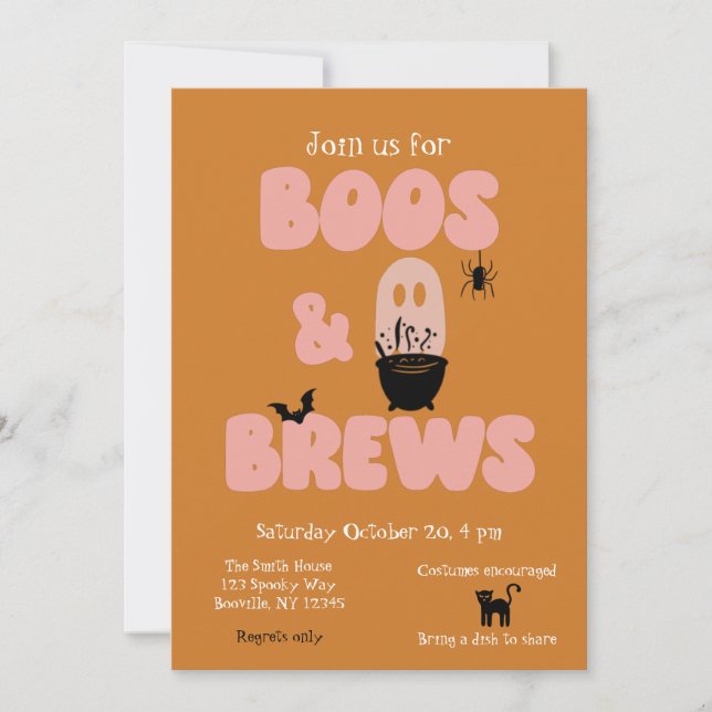 Invitación Boos y brotes de Halloween (Anverso)
