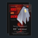 Invitación Boos y Fantasma Halloween 21 Fiesta de cumpleaños<br><div class="desc">Fantasma "Boos and Brews" sostiene el diseño de un Fiesta de cerveza de 21 años. Diseño compuesto por Holiday Hearts Designs.</div>