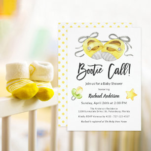 Invitación Bootie Call Whimsical Yellow Baby Shower