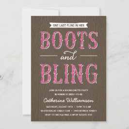 Invitación Boots and Bling | Fiesta de la soltera con aspecto