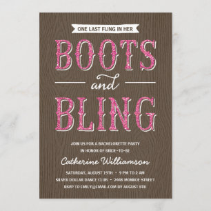 Invitación Boots and Bling   Fiesta de la soltera con aspecto