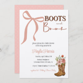 Invitación Boots and Bows Baby Girl Shower