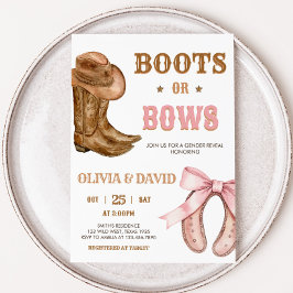 Invitación Boots and Bows Gender Reveal