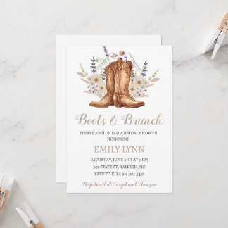Invitación Boots and Brunch Western Bridal Shower Invitation
