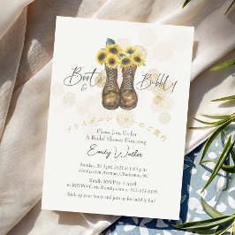 Invitación Boots and Bubbly Bridal Shower Sunflower Gold