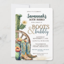 Invitación Boots and Bubbly Country Cowgirl 30 cumpleaños