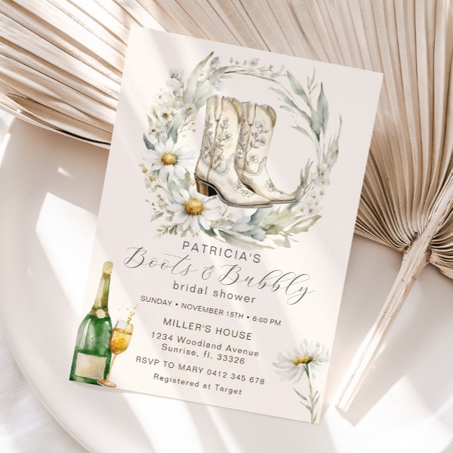 Invitación Boots and Bubbly Floral Cowgirl Bridal Shower (Subido por el creador)