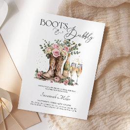 Invitación Boots and Bubbly Rustic Western Bridal Shower