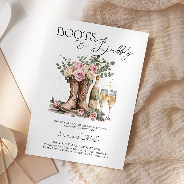 Invitación Boots and Bubbly Rustic Western Bridal Shower (Subido por el creador)