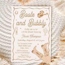 Invitación Boots and Bubbly Western Bridal Shower Invitation