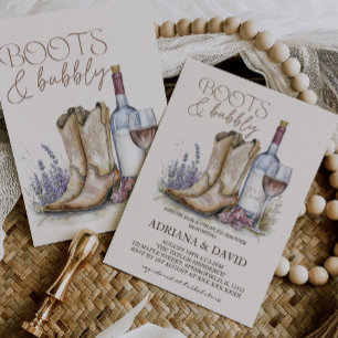 Invitación Boots and Bubbly Western Couples Shower