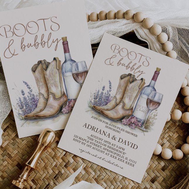 Invitación Boots and Bubbly Western Couples Shower (Subido por el creador)