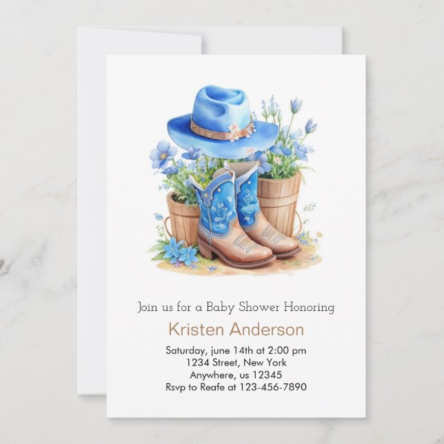 Invitación Boots and Gorra Baby Shower (Anverso)