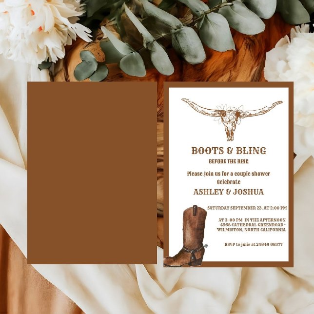 Invitación Boots & Bling Boho Western Cowboy (Subido por el creador)