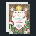 Invitación Boots & Bling Cowgirl Navidades 30 años<br><div class="desc">EDITABLE Boots & Bling Cowgirl Navidades de madera 30 cumpleaños Invitación elegante Texas Cactus Madera Adulto Invitación al cumpleaños mexicano Navidad Ornamento Floral Vaquero Occidental y Cumpleaños Suroeste</div>