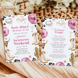 Invitación Boots & Bling Pink Bachelorette Weekend Itinerary