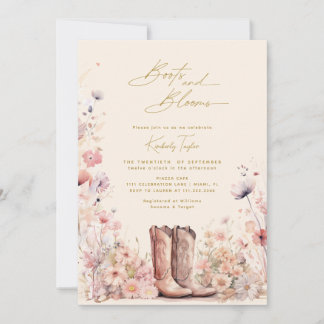 Invitación Boots & Blooms Floral Chorra Novia Ducha