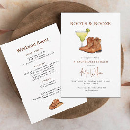 Invitación Boots & Booze Cowgirl Bachelorette Weekend