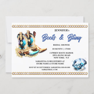 Invitación Boots | Bota de vaquero de diamante novia occident