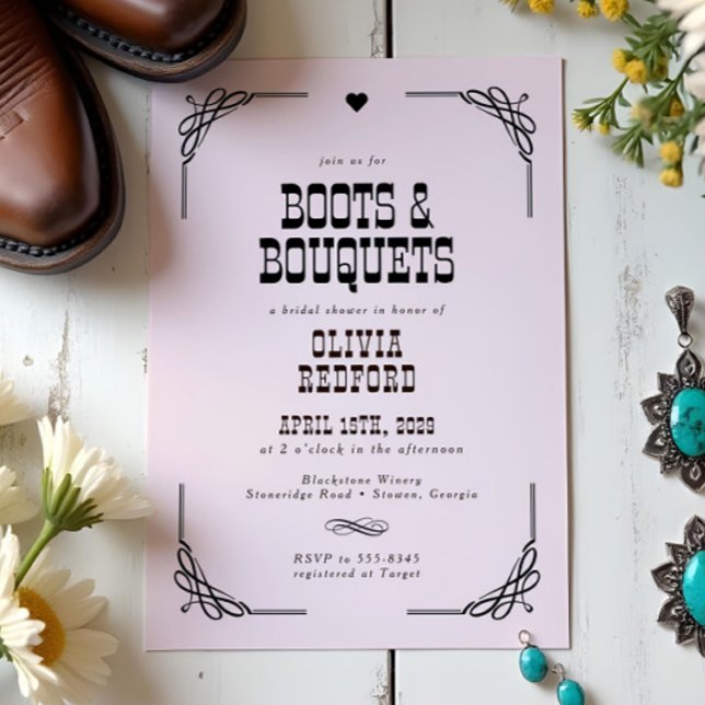 Invitación Boots & Bouquets Western Cowgirl Bridal Shower (Subido por el creador)