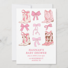 Invitación Boots & Bows Pequeña Novia Rosa Baby Shower