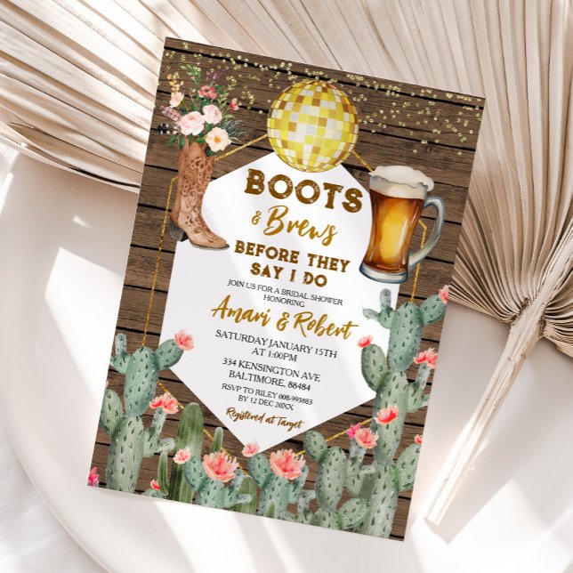 Invitación Boots & Brews Western Country Beer Bridal Shower (Subido por el creador)
