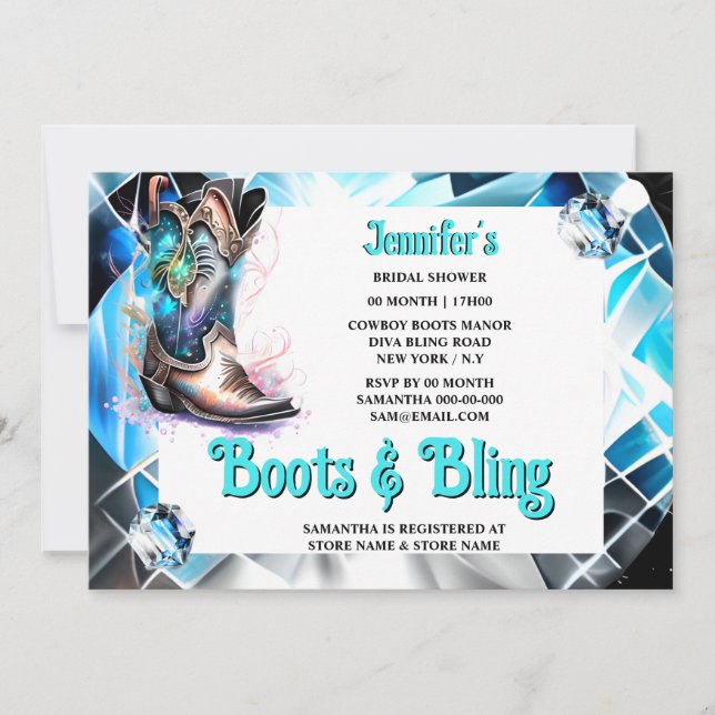 Invitación Boots | brillo mítico del diamante de arranque de  (Anverso)
