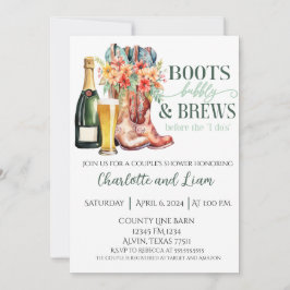 Invitación Boots, Bubbly, and Brews Before the I Do's