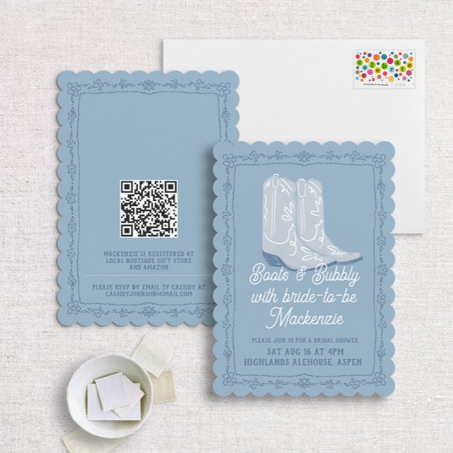 Invitación Boots & Bubbly Blue Cowboy Shower (Subido por el creador)