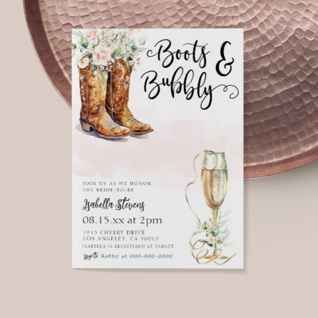 Invitación Boots & Bubbly Bridal Shower (Subido por el creador)