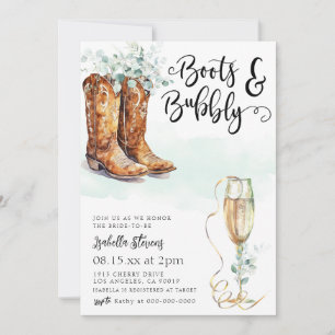 Invitación Boots & Bubbly Bridal Shower