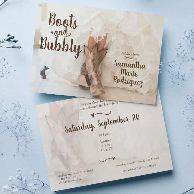 Invitación Boots & Bubbly Brigada de Texas en Boots Bridal Sh (Subido por el creador)