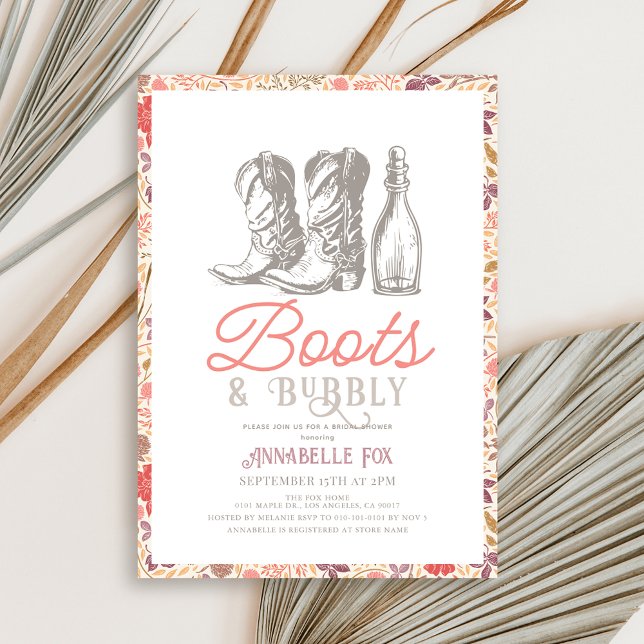 Invitación Boots & Bubbly Cowboy Boots Bridal Shower (Subido por el creador)