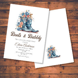 Invitación Boots & Bubbly Cowgirl Blue Boots Brillante Ducha