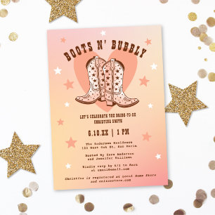 Invitación Boots & Bubbly Cowgirl Western Peach Brier Ducha