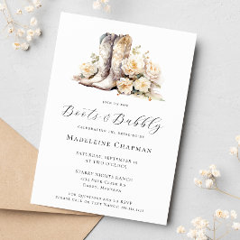 Invitación Boots & Bubbly Elegtic Floral Bridal Shower