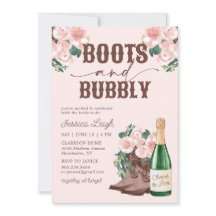 Boots & Bubbly Floral Champagne Bridal Shower Invi