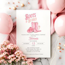 Invitación Boots & Bubbly Pink Western Cowgirl Briower
